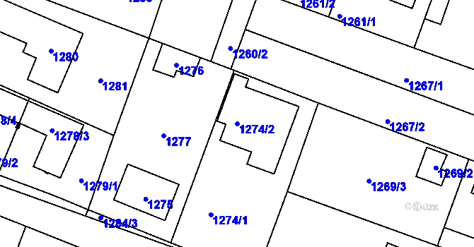 Parcela st. 1274/2 v KÚ Újezd nad Lesy, Katastrální mapa