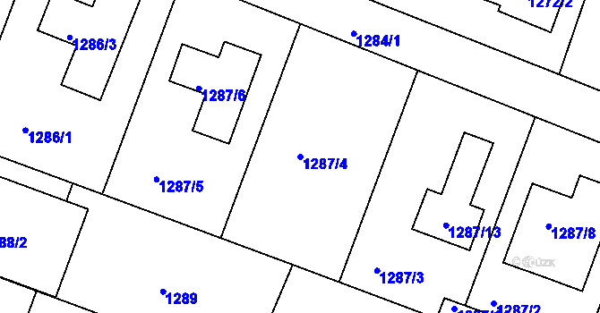 Parcela st. 1287/4 v KÚ Újezd nad Lesy, Katastrální mapa