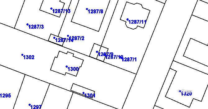 Parcela st. 1287/12 v KÚ Újezd nad Lesy, Katastrální mapa