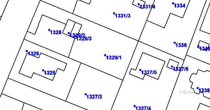 Parcela st. 1329/1 v KÚ Újezd nad Lesy, Katastrální mapa