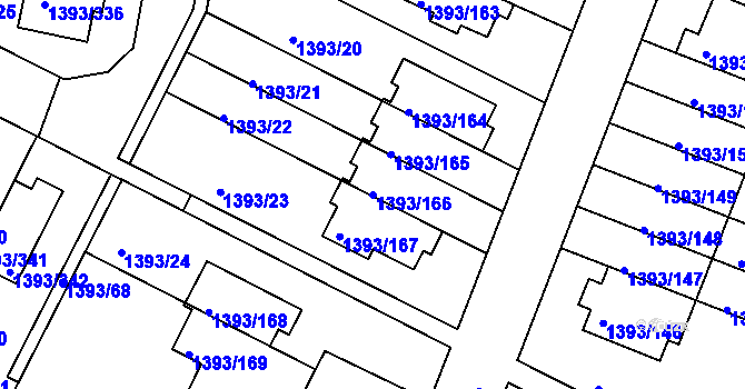 Parcela st. 1393/166 v KÚ Újezd nad Lesy, Katastrální mapa