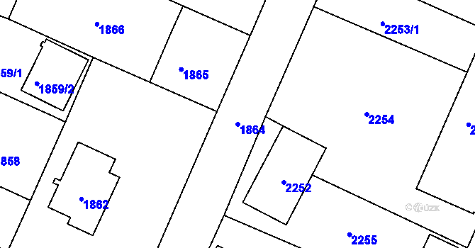 Parcela st. 1864 v KÚ Újezd nad Lesy, Katastrální mapa