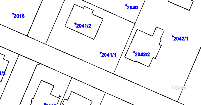 Parcela st. 2041/1 v KÚ Újezd nad Lesy, Katastrální mapa