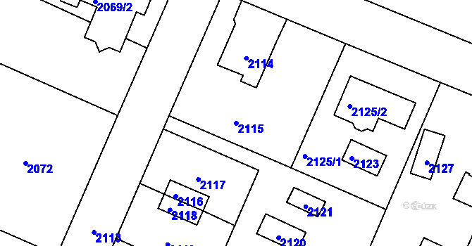 Parcela st. 2115 v KÚ Újezd nad Lesy, Katastrální mapa
