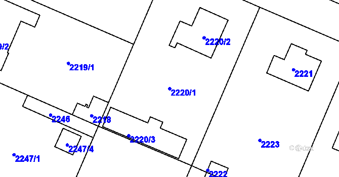 Parcela st. 2220/1 v KÚ Újezd nad Lesy, Katastrální mapa