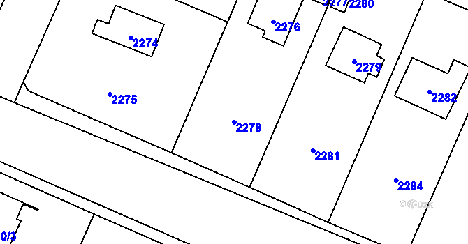 Parcela st. 2278 v KÚ Újezd nad Lesy, Katastrální mapa