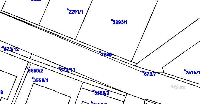 Parcela st. 2286 v KÚ Újezd nad Lesy, Katastrální mapa