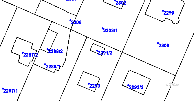 Parcela st. 2291/2 v KÚ Újezd nad Lesy, Katastrální mapa