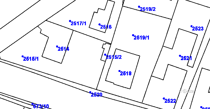 Parcela st. 2515/2 v KÚ Újezd nad Lesy, Katastrální mapa