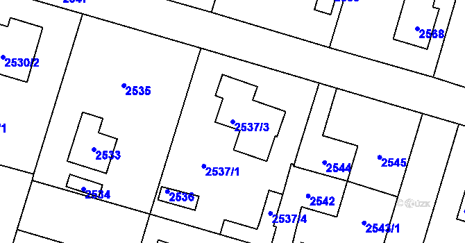 Parcela st. 2537/3 v KÚ Újezd nad Lesy, Katastrální mapa