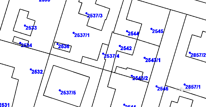 Parcela st. 2537/4 v KÚ Újezd nad Lesy, Katastrální mapa