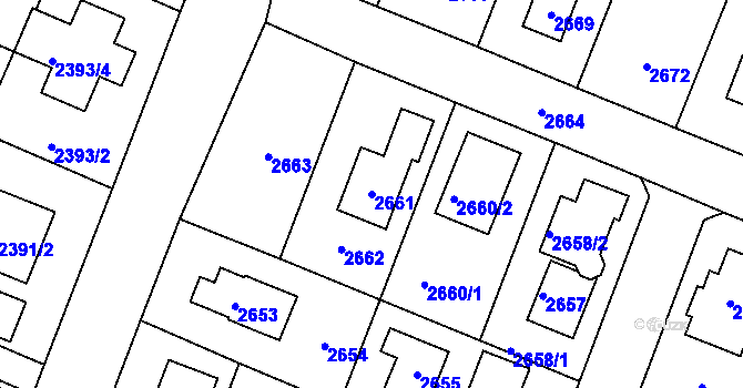 Parcela st. 2661 v KÚ Újezd nad Lesy, Katastrální mapa