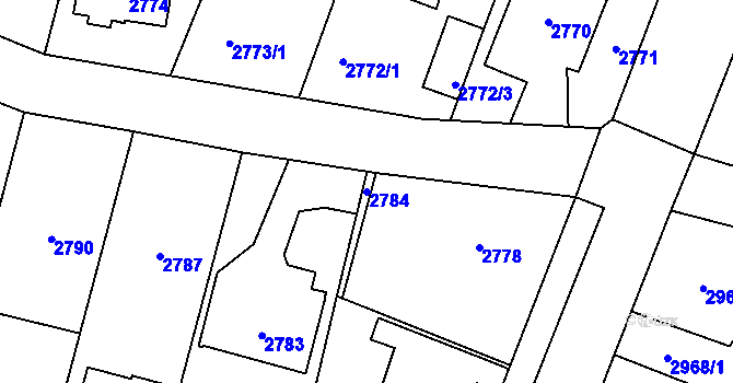 Parcela st. 2784 v KÚ Újezd nad Lesy, Katastrální mapa