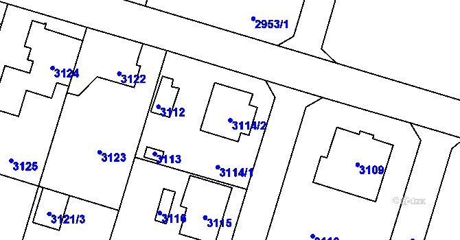 Parcela st. 3114/2 v KÚ Újezd nad Lesy, Katastrální mapa