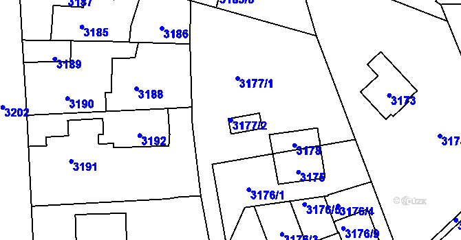 Parcela st. 3177/2 v KÚ Újezd nad Lesy, Katastrální mapa