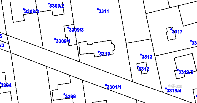 Parcela st. 3310 v KÚ Újezd nad Lesy, Katastrální mapa