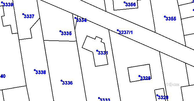 Parcela st. 3331 v KÚ Újezd nad Lesy, Katastrální mapa