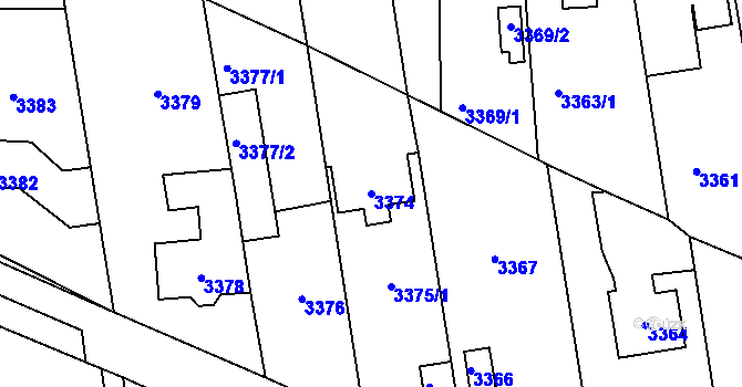 Parcela st. 3374 v KÚ Újezd nad Lesy, Katastrální mapa