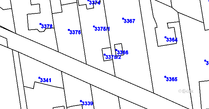 Parcela st. 3375/2 v KÚ Újezd nad Lesy, Katastrální mapa