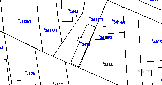 Parcela st. 3416 v KÚ Újezd nad Lesy, Katastrální mapa