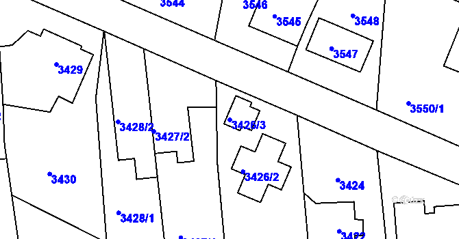 Parcela st. 3426/3 v KÚ Újezd nad Lesy, Katastrální mapa