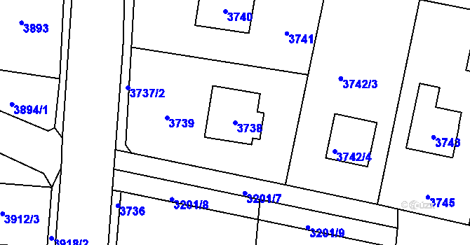 Parcela st. 3738 v KÚ Újezd nad Lesy, Katastrální mapa
