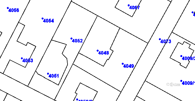 Parcela st. 4048 v KÚ Újezd nad Lesy, Katastrální mapa