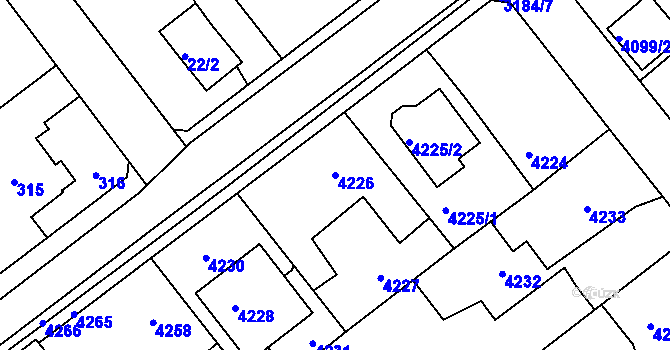 Parcela st. 4226 v KÚ Újezd nad Lesy, Katastrální mapa
