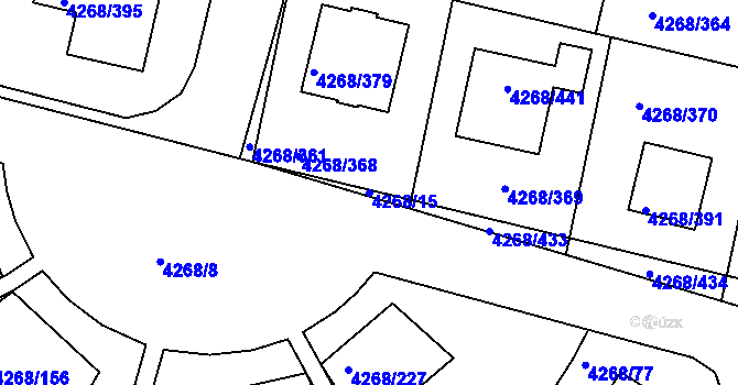 Parcela st. 4268/15 v KÚ Újezd nad Lesy, Katastrální mapa
