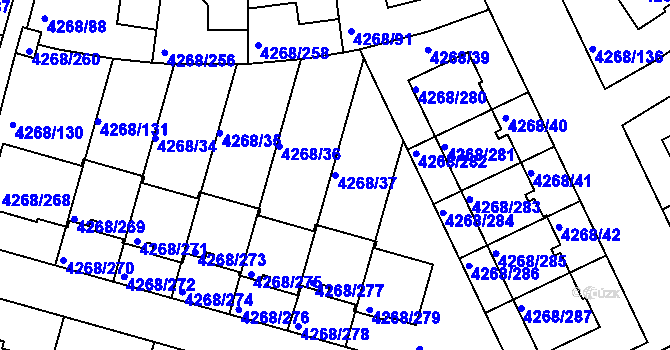Parcela st. 4268/37 v KÚ Újezd nad Lesy, Katastrální mapa