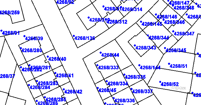 Parcela st. 4268/44 v KÚ Újezd nad Lesy, Katastrální mapa