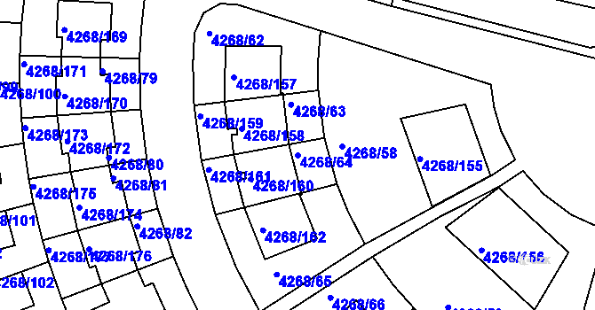 Parcela st. 4268/64 v KÚ Újezd nad Lesy, Katastrální mapa