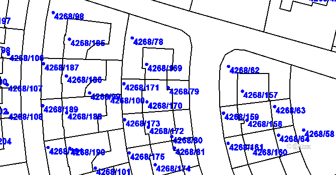 Parcela st. 4268/79 v KÚ Újezd nad Lesy, Katastrální mapa