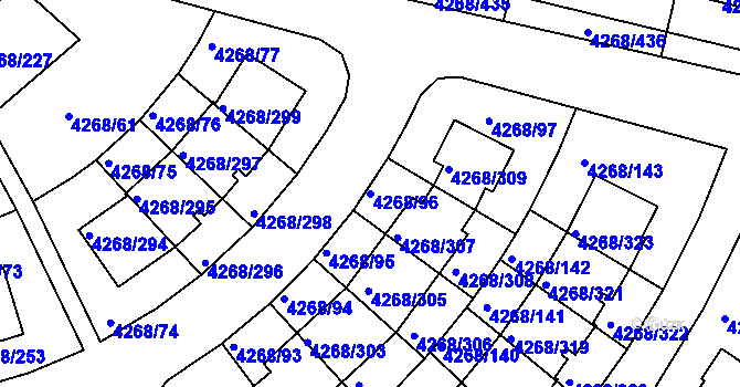 Parcela st. 4268/96 v KÚ Újezd nad Lesy, Katastrální mapa