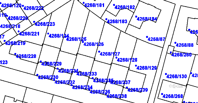 Parcela st. 4268/127 v KÚ Újezd nad Lesy, Katastrální mapa