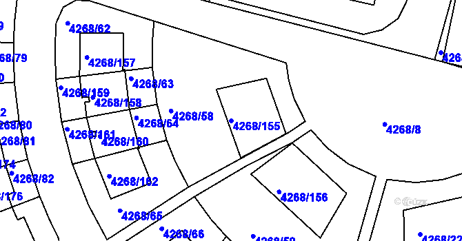 Parcela st. 4268/155 v KÚ Újezd nad Lesy, Katastrální mapa