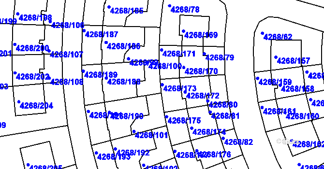 Parcela st. 4268/173 v KÚ Újezd nad Lesy, Katastrální mapa
