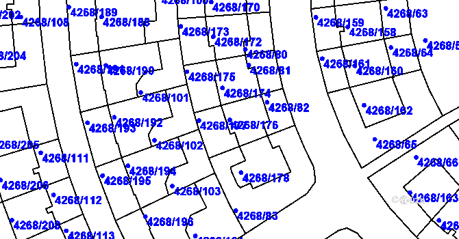 Parcela st. 4268/176 v KÚ Újezd nad Lesy, Katastrální mapa