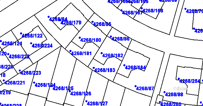 Parcela st. 4268/182 v KÚ Újezd nad Lesy, Katastrální mapa