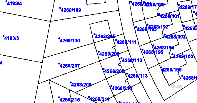 Parcela st. 4268/206 v KÚ Újezd nad Lesy, Katastrální mapa