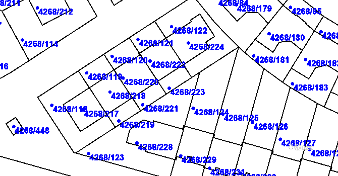Parcela st. 4268/223 v KÚ Újezd nad Lesy, Katastrální mapa