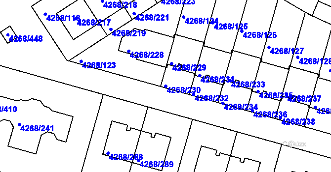 Parcela st. 4268/230 v KÚ Újezd nad Lesy, Katastrální mapa