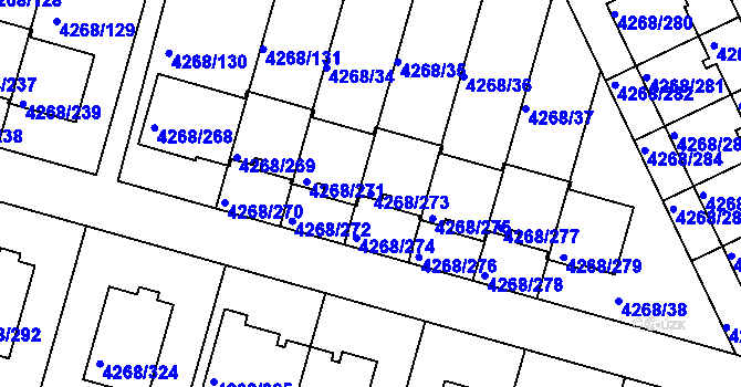 Parcela st. 4268/273 v KÚ Újezd nad Lesy, Katastrální mapa