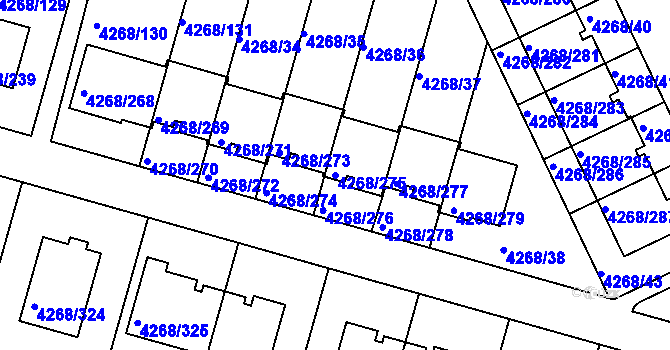 Parcela st. 4268/275 v KÚ Újezd nad Lesy, Katastrální mapa