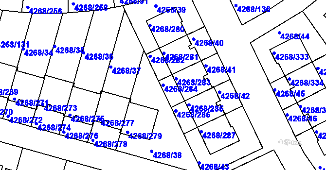 Parcela st. 4268/284 v KÚ Újezd nad Lesy, Katastrální mapa