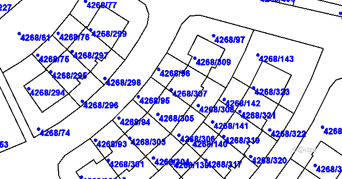 Parcela st. 4268/307 v KÚ Újezd nad Lesy, Katastrální mapa