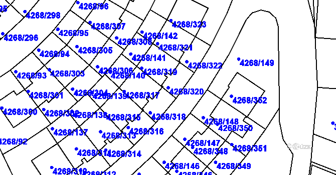 Parcela st. 4268/320 v KÚ Újezd nad Lesy, Katastrální mapa