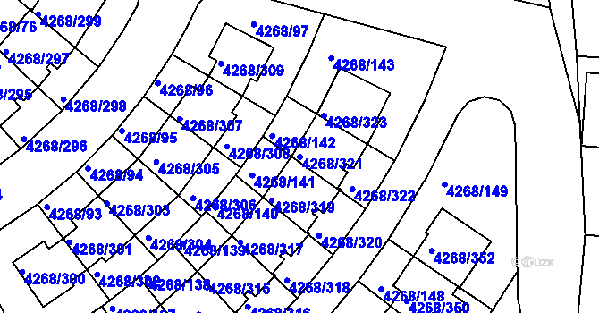 Parcela st. 4268/321 v KÚ Újezd nad Lesy, Katastrální mapa