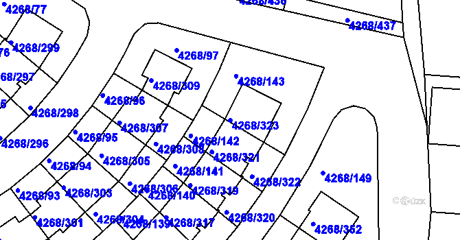 Parcela st. 4268/323 v KÚ Újezd nad Lesy, Katastrální mapa
