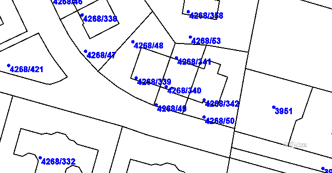 Parcela st. 4268/340 v KÚ Újezd nad Lesy, Katastrální mapa